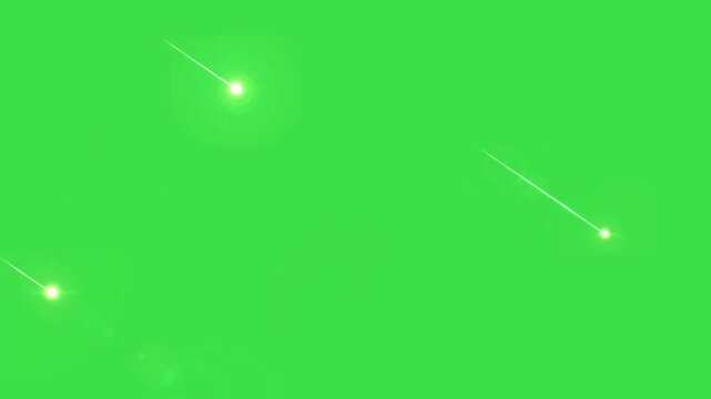 Shooting Stars Meteor Rain Green Screen Video.