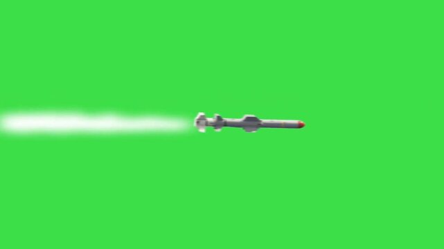 Single Missile With Smoke Green Screen.
