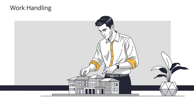 Architect with Model Buildings, Design, Planning, Strategy, Professional