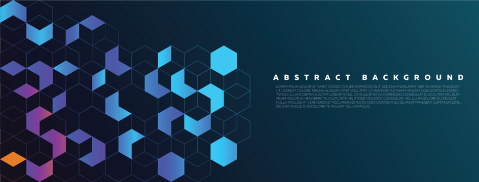 Futuristic Hexagonal Abstract Background in Neon Blue Tones, Modern Digital Hex Pattern with Gradient Colors