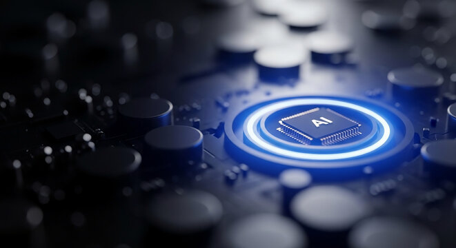 Advanced AI Chip illuminating the future of digital innovation, powering intelligent systems and revolutionary technology. Progress ahead