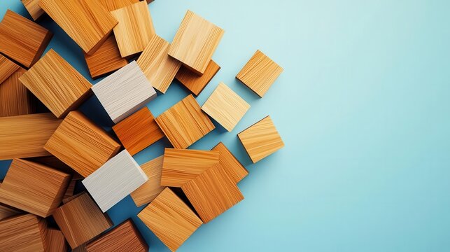 Deconstructed modern building shapes, artistic 3D urban geometry