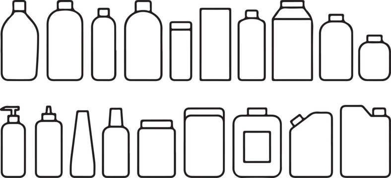 Various bottle and container vector icons