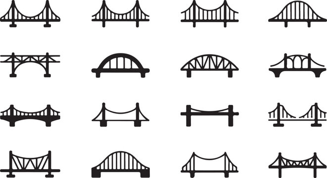 Collection of different bridge types illustration