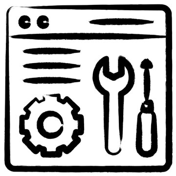 Hand Drawn Web Settings and System Maintenance Tools Icon