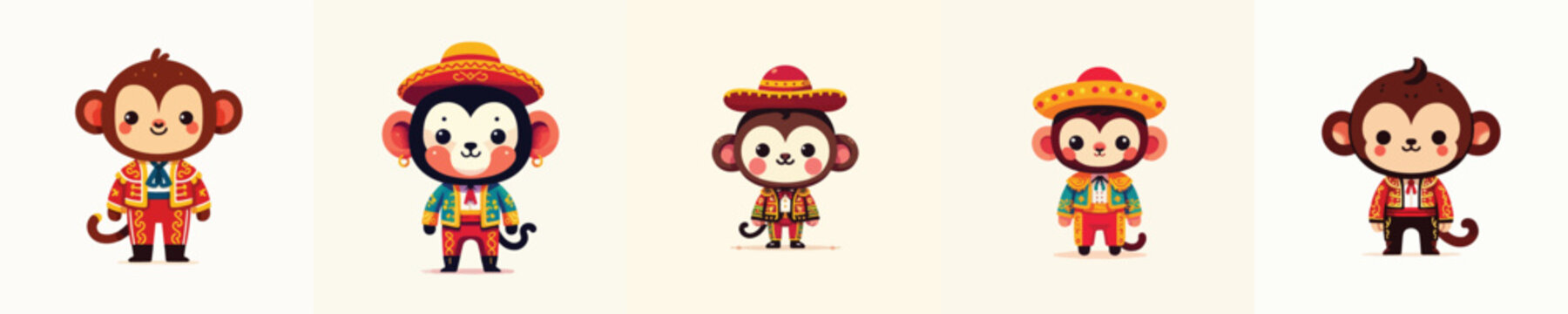 vector of a monkey wearing a Spanish matador costume