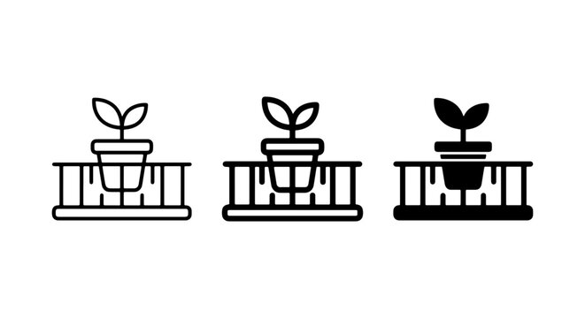 Hydroponic System Icons, Plant Growth Setup, Water Cultivation, Vertical Farming