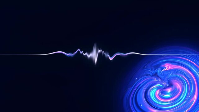 Abstract Background with Glasses Refraction and Dispersion in Neon Swirl, Light Wave, Dark Background, Luminous Wave Line, Vibrant Color Glow, Glowing Wave and Spiral Light Art