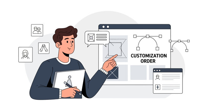 Customization Order: Designer creating personalized product online