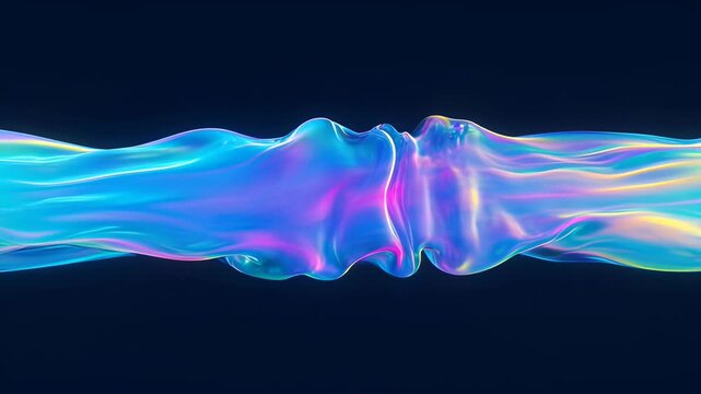 Abstract background glasses refraction and dispersion in fluid wave with glowing blue pink and purple light on dark blue background, iridescent liquid wave and smooth light for SEO search visibility