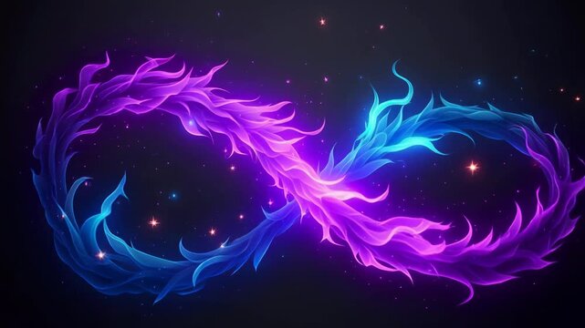 Mesmerizing dance of glowing blue and purple fire creating elegant abstract light patterns
