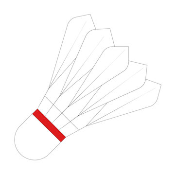 A white badminton shuttlecock with a rounded cork base and feathers.