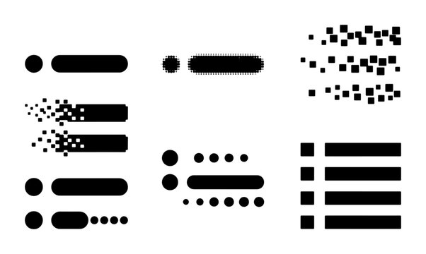 Black Bullet Points and List Icons Set, Minimalist Vector Elements for UI Design and Presentations, Clean Graphic Resources