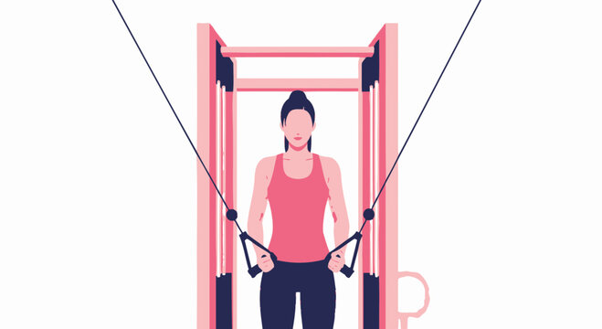Woman exercising with a cable crossover machine in a gym, fitness and workout concept.