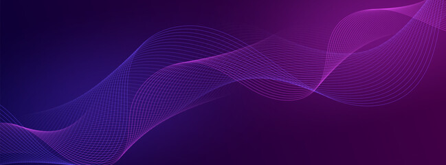 Fototapeta premium Dynamic digital wave pattern with flowing purple and blue lines creating an elegant abstract background, perfect for technology and modern design concepts, conveying energy and movement