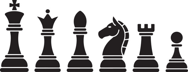 Black chess pieces set isolated © Masud