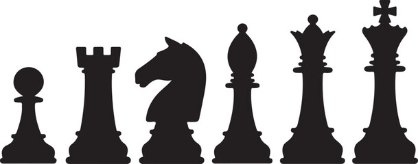 Black and white chess pieces set © Masud