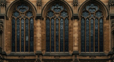 Obraz premium Gothic styled windows on a historic building exterior showcase Architecture
