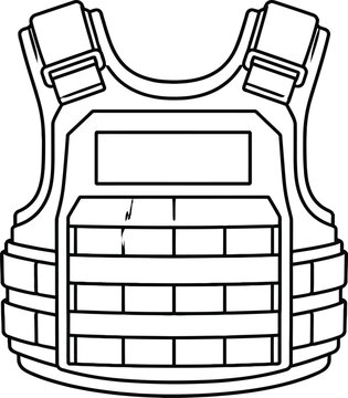 Black and white of a bulletproof vest, front view body armor tactical gear protective gear