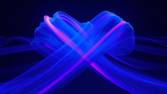 Abstract wave colourful vibrant flowing light motion over dark background creates luminous blue purple glow and futuristic energy with glowing magenta pattern