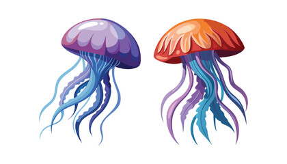 two jellyfish clipart vector illustration © Nayon