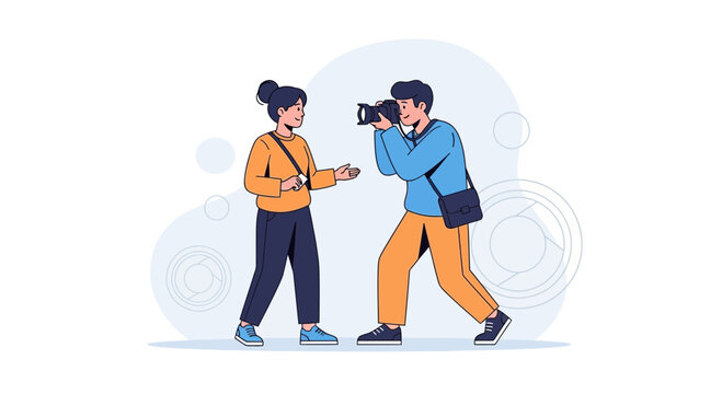 Photographer Captures Moment of Person Talking, Illustration Style