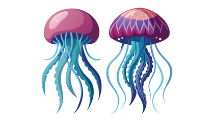 two jellyfish clipart vector illustration © Nayon