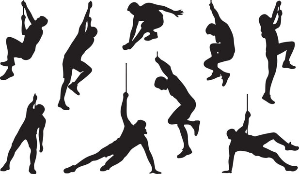Athlete performing dynamic jumping and pole vault poses