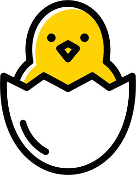 Yellow Cartoon Chick Hatching Egg.