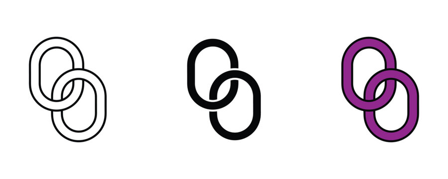 Two interlocking chain links icon st. Strong association connection, collaborating union join, an rlaionship bonding symbol. Vector Illustration