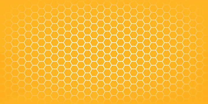 Abstract pattern seamless yellow hexagon honeycombs on a white background. Honey comb background pattern symbol vector design
