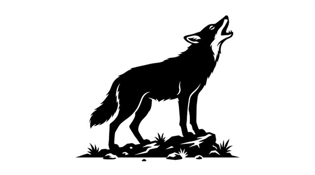 Howling Wolf Silhouette Logo Design