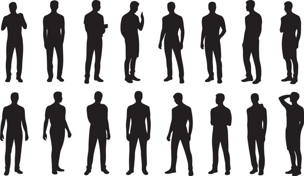 Silhouette people icons in various poses