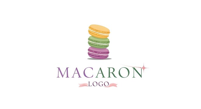 Aesthetic Pastel Macaron Logo Featuring a Tempting Stack of Three French Macarons