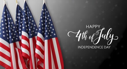 American flags with independence day typography patriotic holiday greeting