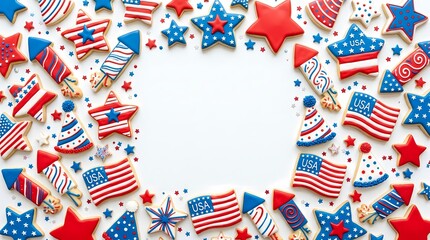 Fototapeta premium Patriotic 4th of july cookies border