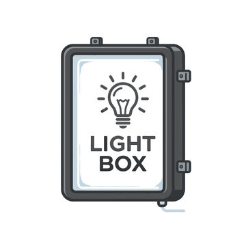 A simple illustration of a lit-up light box with LIGHT BOX text and a lightbulb graphic, on a white background.