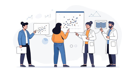 Obraz premium Team Discussing Data Analysis and Scientific Research Results