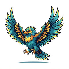 Fototapeta premium Dynamic Bird Mascot Spreading Wings Vector Illustration