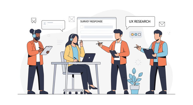 UX Team Discussing Survey Response and Research Findings