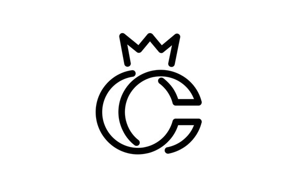 Elegant Letter C with Crown Logo Design Monogram Icon