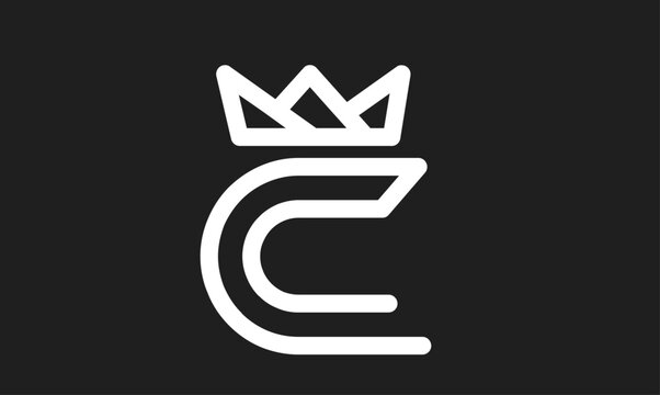 Royal Letter C Crown Logo Symbol on Black Background