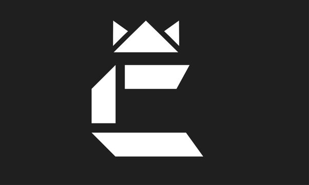 Modern Geometric Letter E Logo with Crown Design on Black Background