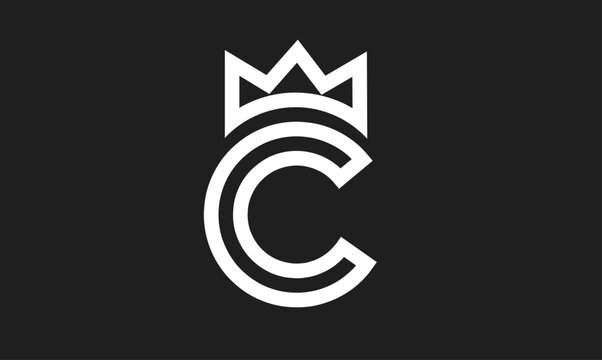 Modern Stylized Letter C with Crown Logo Design on Dark Background