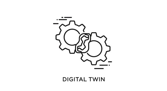 Digital Twin Concept: Interlocking Gears Symbolizing Connection and Technology