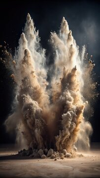 A photo of two flanks collided, showcasing jagged edges and sharp contrasts in texture, with a thick layer of dust covering the impact area The scene
