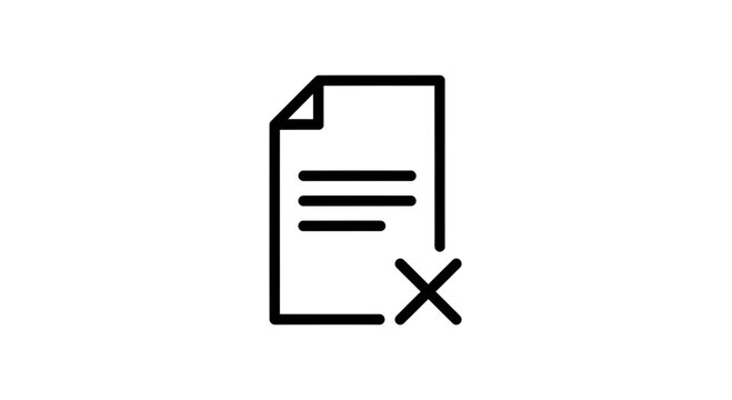 Document with Cross Mark Icon, Representing Error or Deletion