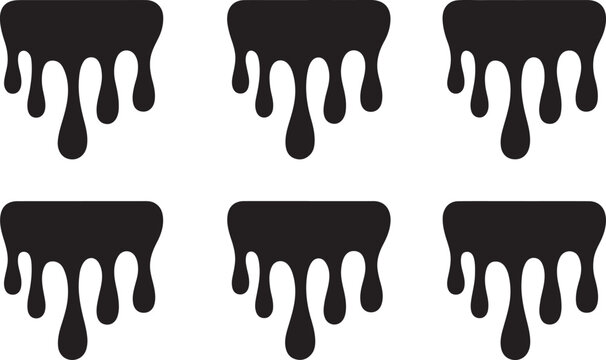 Dripping melted chocolate bar icons set