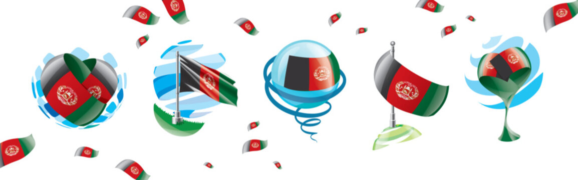 Vector set of the Afghanistan flag in various creative designs