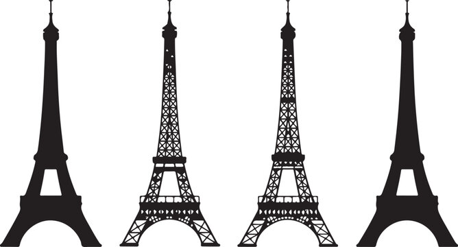 Eiffel tower vector illustration set